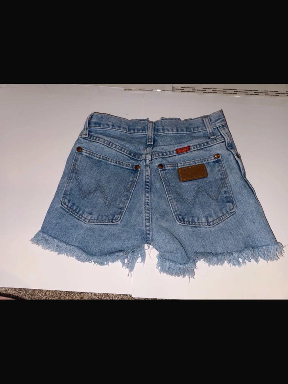 Wrangler Light Blue Cutoff Denim Shorts - Frayed Hem